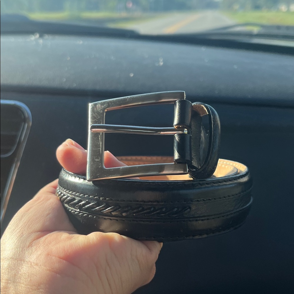 ENRO Black Genuine Leather Belt 42"